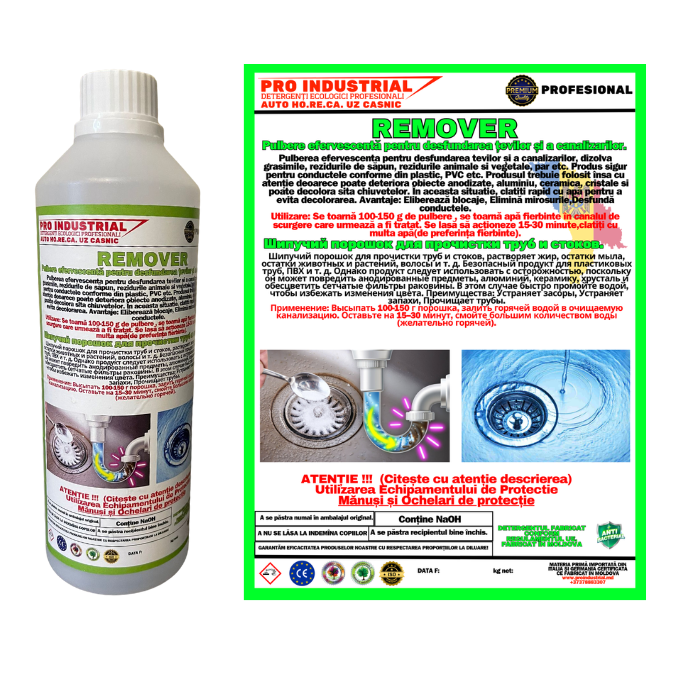 PULBERE EFERVESCENTĂ PROFESIONALĂ PENTRU DESFUNDAREA ȚEVILOR ȘI CANALIZĂRILOR 